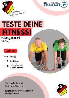 European Fitness Badge- Europäisches Fitnessabzeichen beim TV Rendel am 13.10.2023 ab 18 Uhr
