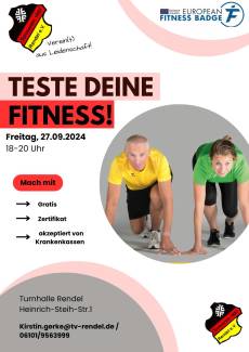 European Fitness Badge- Europäisches Fitnessabzeichen beim TV Rendel am 27.09.2024 ab 18 Uhr